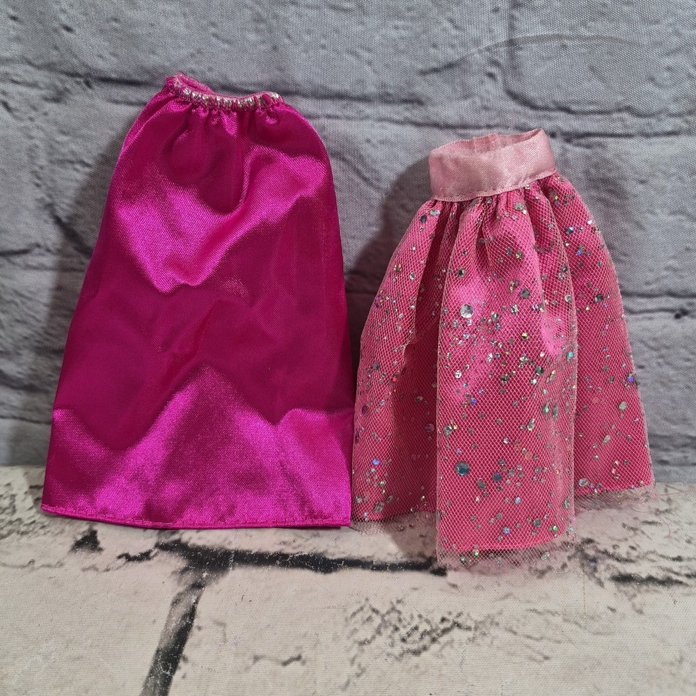 Barbie Doll Clothes Fancy Princess Gowns Shimmer Skirt Necklace Tiara Crown Lot - Picture 6 of 8